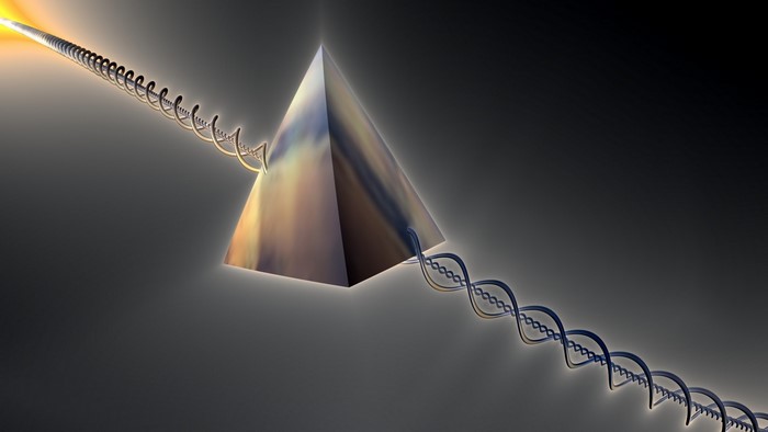 3D abstract DNA strand and prism