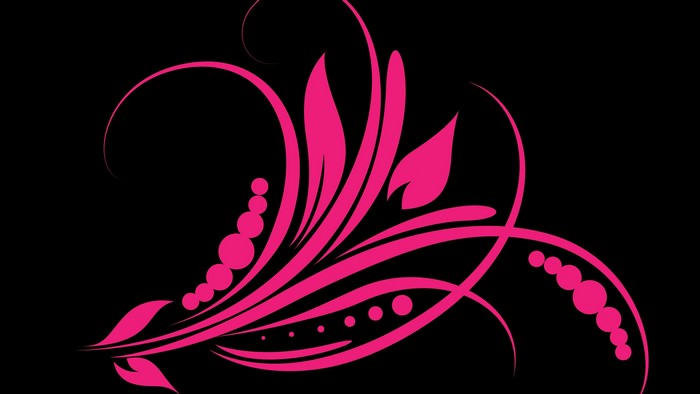 Pink floral pattern on black background