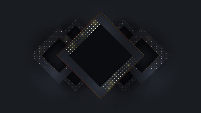 Dark geometric squares with gold accents