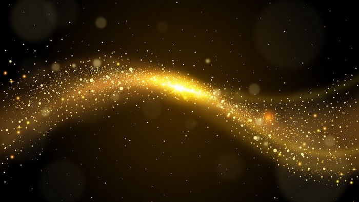 Golden Glittering Swirl on Black Background