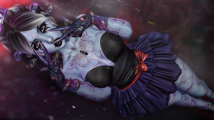 Fantasy girl with purple dress and horns