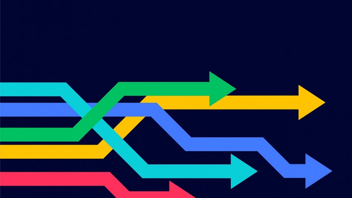 Abstract Arrows Flowing in Multiple Directions