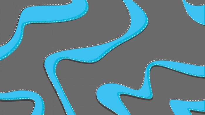 Abstract blue wavy lines on gray background