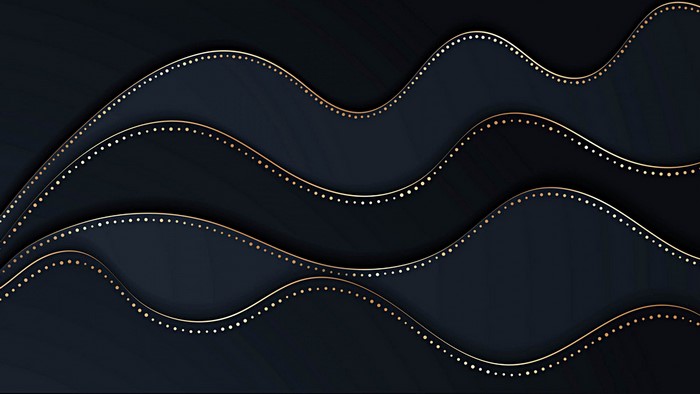 4K Abstract Dark Wavy Lines with Gold Dots
