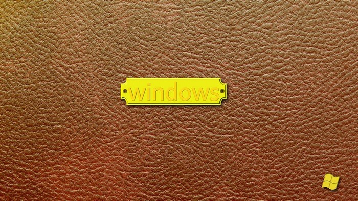 Windows logo on brown leather texture
