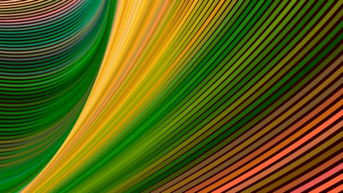 Abstract fractal pattern with green and yellow stripes