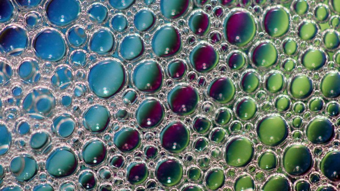 Close-up of colorful soap bubbles