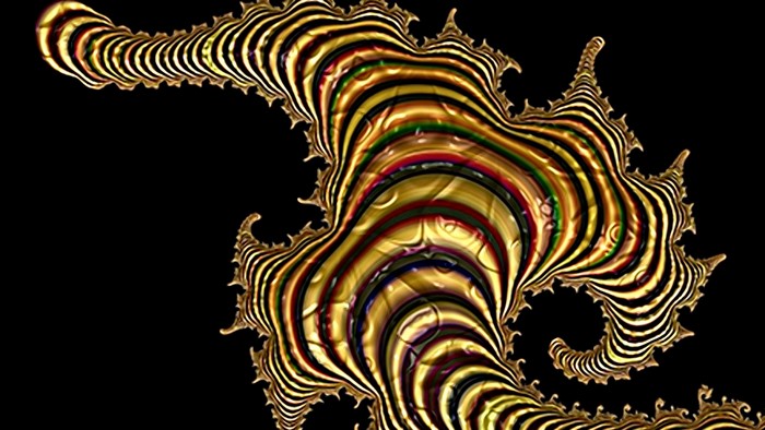 3D fractal abstraction with golden stripes