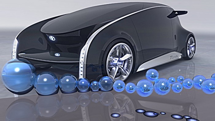 Toyota Future concept car with blue spheres