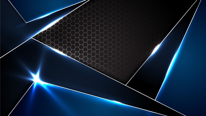 Abstract Blue and Black Metallic Hexagonal Design