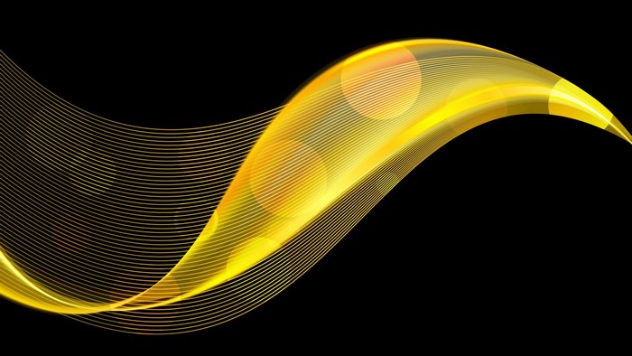 Abstract Golden Waves on Black Background