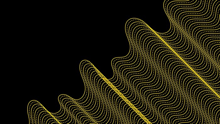 4K Abstract Yellow Wavy Lines on Black