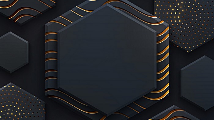 4K Abstract Hexagonal Shapes with Gold Accents