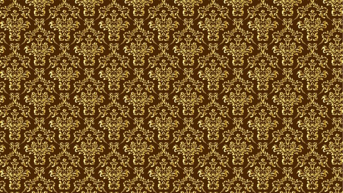 Golden damask pattern on brown background