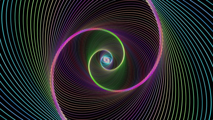Abstract rainbow spiral tunnel