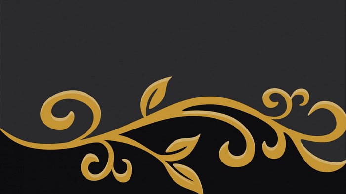 Gold floral pattern on black background