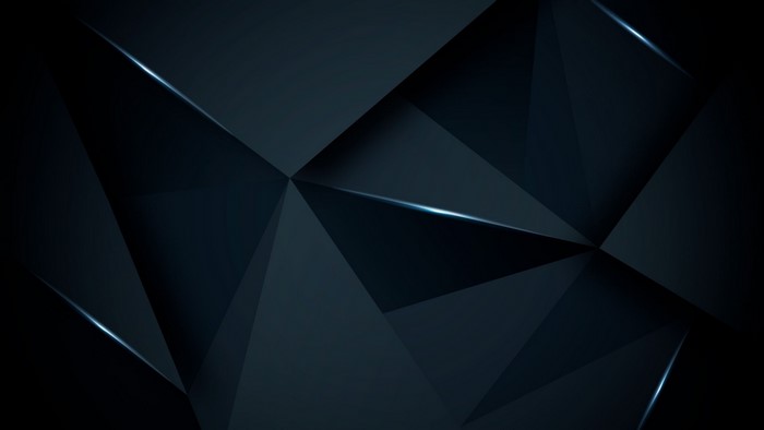 Dark abstract geometric background with blue light accents