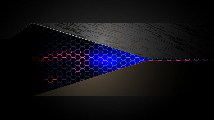 Abstract dark background with glowing hexagonal pattern