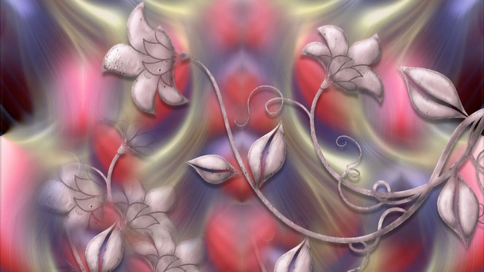 Abstract floral design with flowing colors