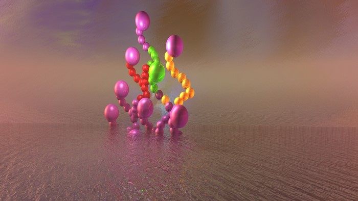Abstract 3D graphic of colorful molecular structures