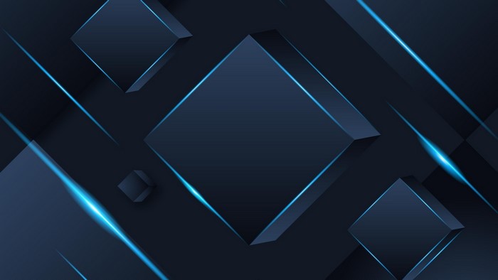 Abstract dark blue geometric shapes with blue light