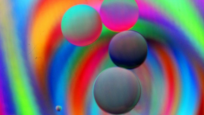 Colorful abstract background with floating spheres