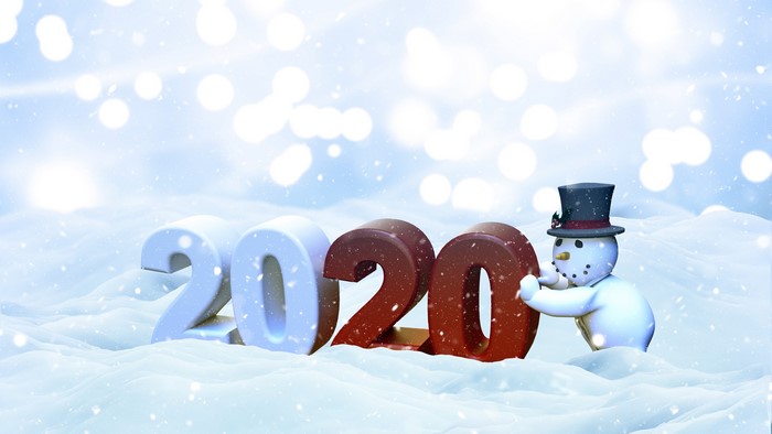 4K New Year 2020 Snowman