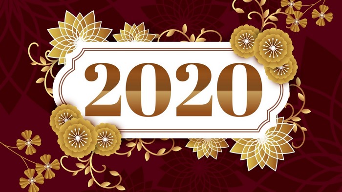 2020 New Year Celebration with Golden Flowers