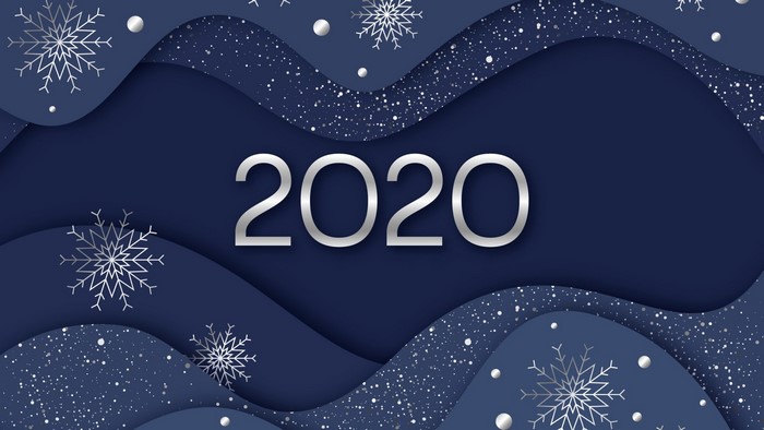 2020 New Year Snowflakes Dark Blue Background