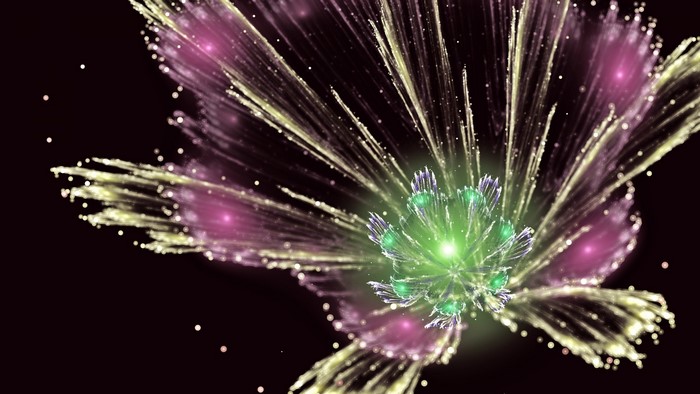 Fractal flower with glowing petals and stamen