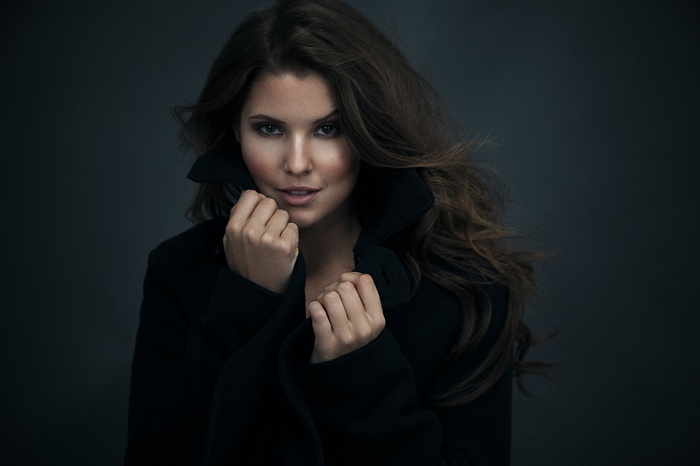 Amanda Cerny in black coat