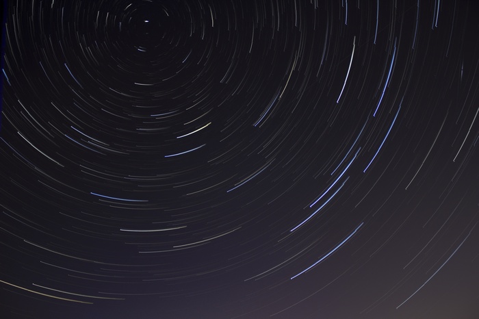 Star trails in the night sky
