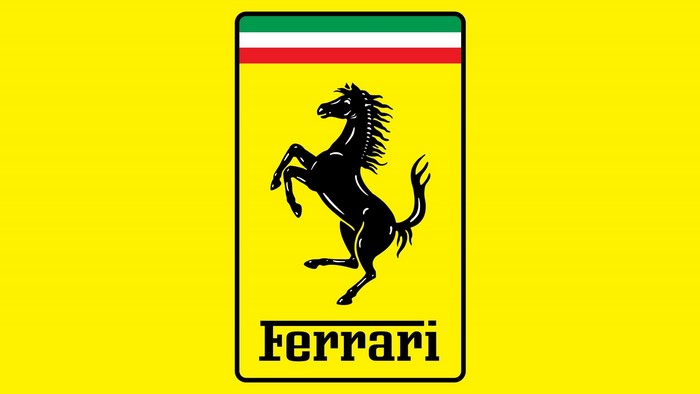 Ferrari logo with black horse and Italian flag