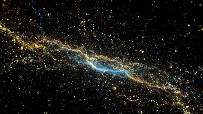 Abstract fractal nebula with colorful particles