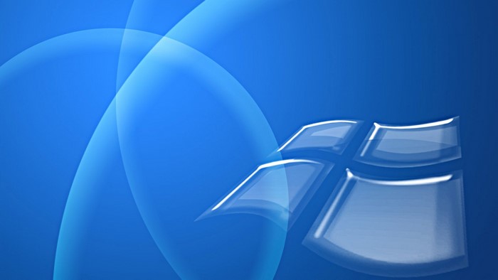Windows Logo on Blue Abstract Background