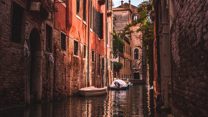 Venice Canal with Boats and Buildings