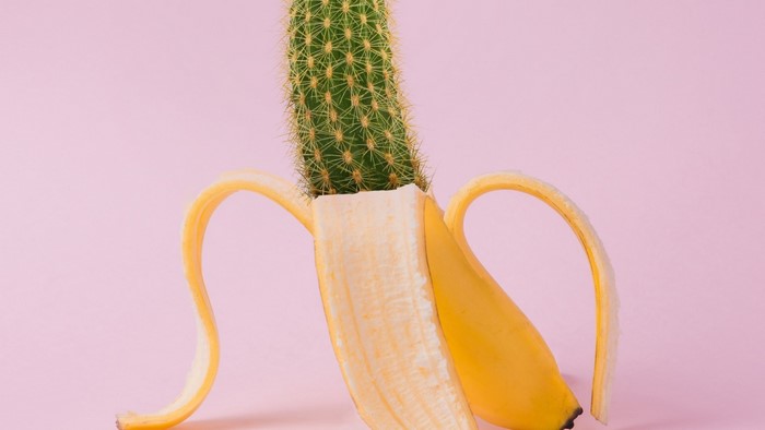 Cactus in a peeled banana