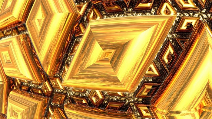 Golden fractal geometric shapes