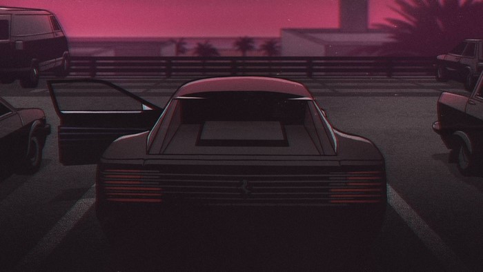 Retro Car Parking Lot at Dusk