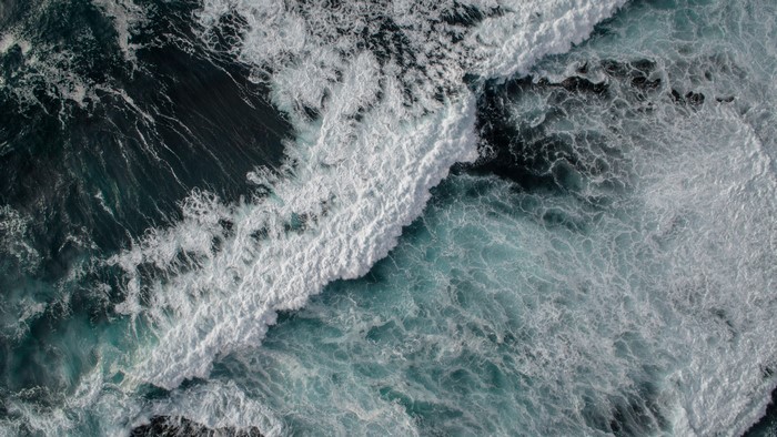 4K Aerial View of Ocean Waves