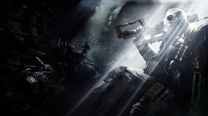 Soldier with gas mask and rifle in Metro 2033 Redux