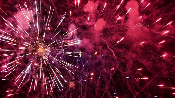 Red and White Fireworks Display