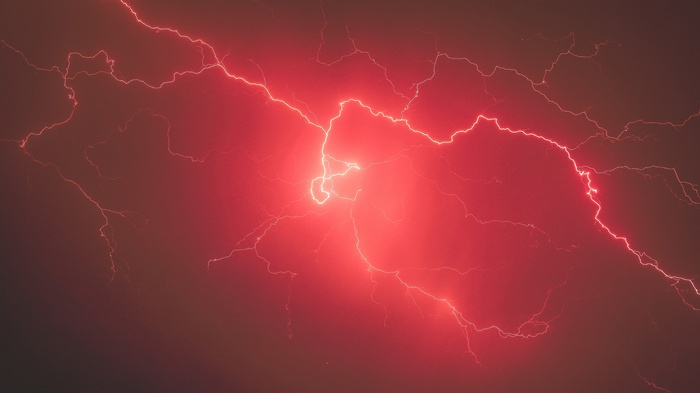 Red Lightning Storm in the Sky