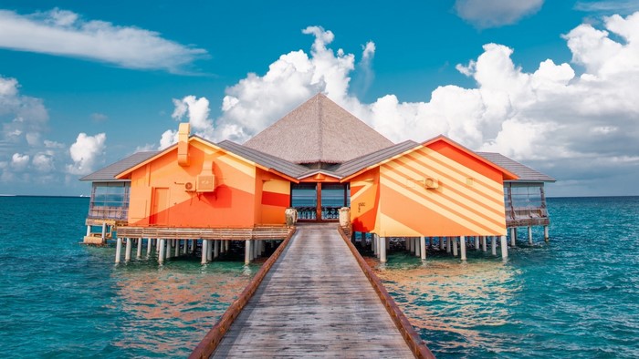 Overwater bungalows in the Maldives