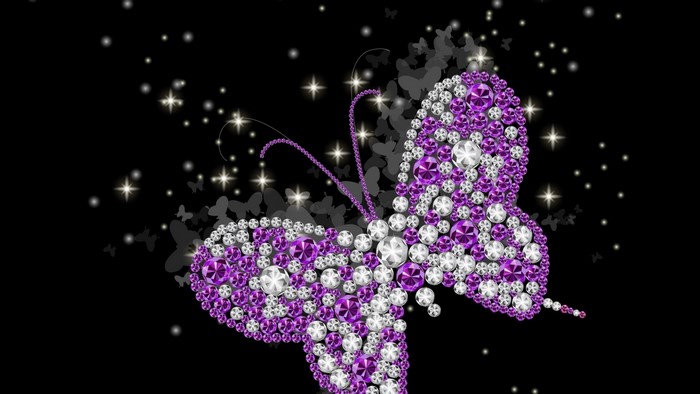 Butterfly made of purple and white diamonds