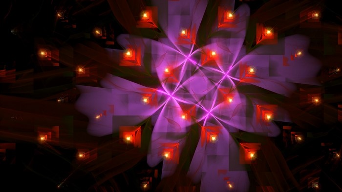 Abstract fractal flower with glowing lights