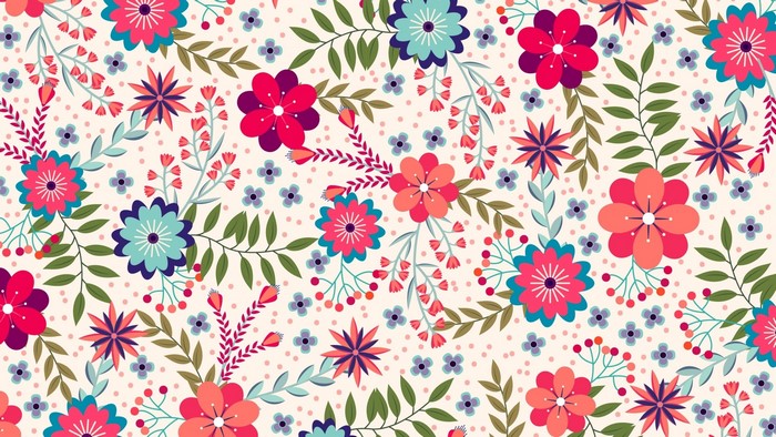 Seamless floral pattern with colorful flowers and leaves