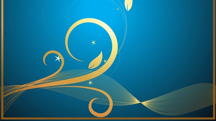 4K Blue and Gold Floral Pattern