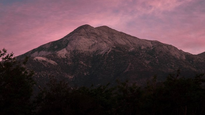 Mountain peak at sunset