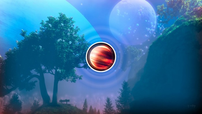 Planet with rings and trees